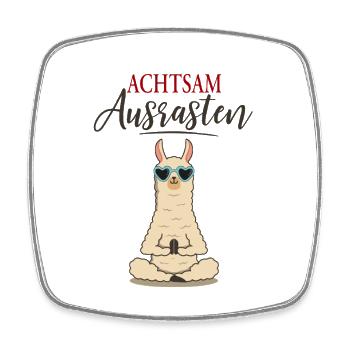 Achtsam Ausrasten – Lustiges Lama - Viereckiger Kühlschrankmagnet - Weiß - Vorne