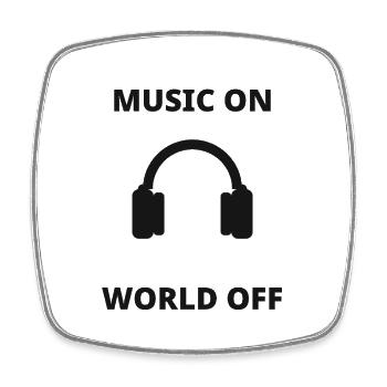 Musique allumée - Monde éteint - La musique, c’est la vie - Magnet carré - blanc - Devant