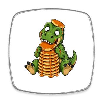 T Rex with Pancakes Funny Cartoon - Square fridge magnet - white - Front