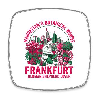 Merveille botanique du berger allemand de la ville de Francfort - Magnet carré - blanc - Devant