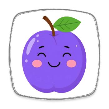 Blue-Purple Kawaii Plum – Sweet Fruit Design - Square fridge magnet - white - Front