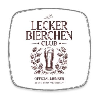 Lecker Bierchen Club Bier Spruch JGA Malle Bier - Viereckiger Kühlschrankmagnet - Weiß - Vorne
