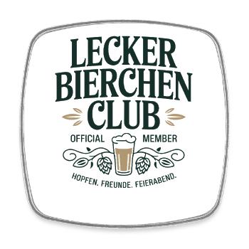 Lecker Bierchen Club Bier Spruch JGA Malle Bier - Viereckiger Kühlschrankmagnet - Weiß - Vorne