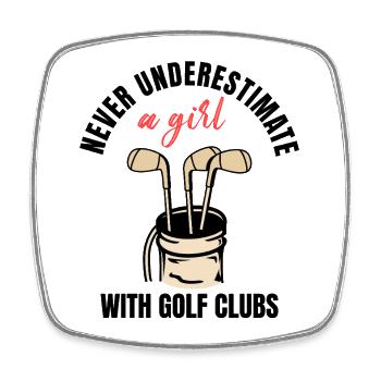 Golf Girl Power - Square fridge magnet - white - Front