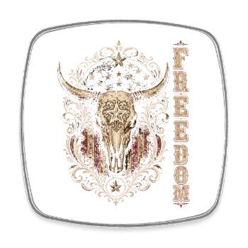 Liberty Bull Head Ornament - Square fridge magnet - white - Front