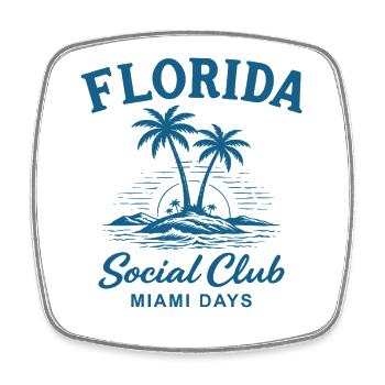 Florida Social Club Miami Days - Viereckiger Kühlschrankmagnet - Weiß - Vorne