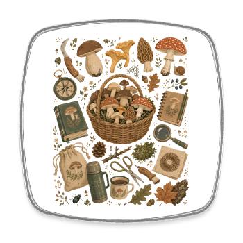 Chasse aux champignons | Cueillette de champignons & mycologie - Magnet carré - blanc - Devant