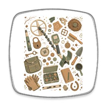 Treasure Hunt | Metal Detector & Probes - Square fridge magnet - white - Front