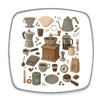 Kaffeeliebe | Barista & Handfilter - Viereckiger Kühlschrankmagnet - Weiß - Vorne