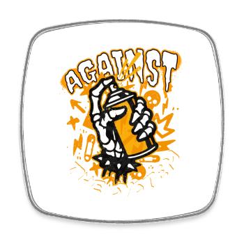 Against System - Viereckiger Kühlschrankmagnet - Weiß - Vorne