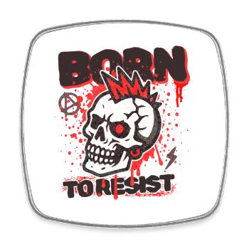 Born To Resist - Viereckiger Kühlschrankmagnet - Weiß - Vorne