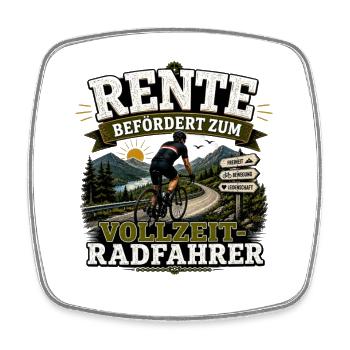 Rente Befördert Zum Vollzeit Radfahrer Spruch  - Viereckiger Kühlschrankmagnet - Weiß - Vorne