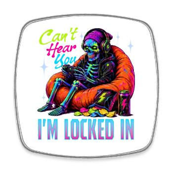Skeleton Gamer Gaming Halloween - Square fridge magnet - white - Front