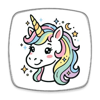 Licorne Pastel Étoilée - Magnet carré - blanc - Devant