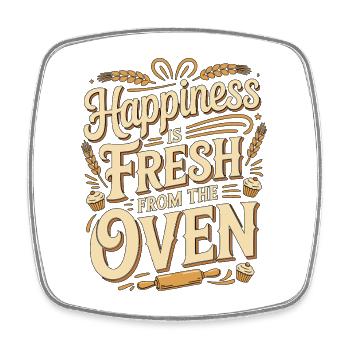 Pastry Chef Happiness Is Fresh From Confectioner - Square fridge magnet - white - Front
