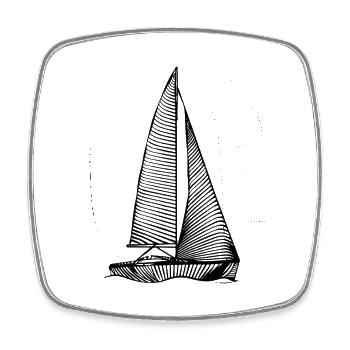 Sailboat Sketch - Square fridge magnet - white - Front