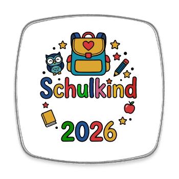 Schulkind 2026 | Dein Name | Personalisierbar - Viereckiger Kühlschrankmagnet - Weiß - Vorne