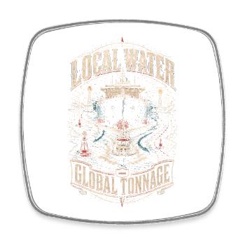 Hafenlotse Hafenlotsen Local Water Global Tonnage - Viereckiger Kühlschrankmagnet - Weiß - Vorne