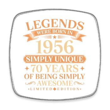 Born in 1956 Unique 70 years - Square fridge magnet - white - Front