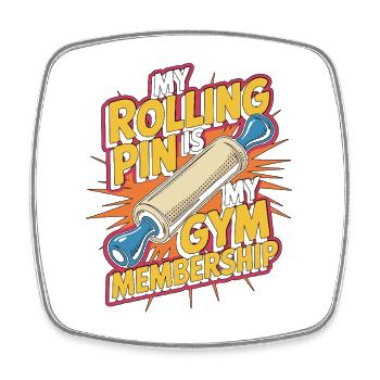 Pastry Chef My Rolling Pin Is My Gym Bakery Chef - Square fridge magnet - white - Front