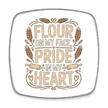 Pastry Chef Flour On My Face Patissiere Baking - Square fridge magnet - white - Front