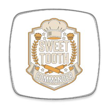 Pastry Chef Sweet Tooth Commander Pastry Artist - Square fridge magnet - white - Front