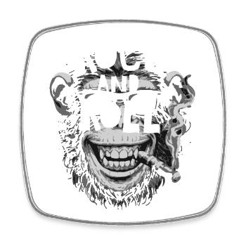 Monkey Rock and Roll Tee - Square fridge magnet - white - Front