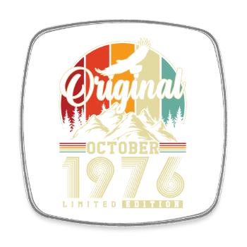 Original October 1976 – 50th Birthday Vintage - Square fridge magnet - white - Front