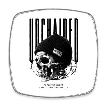 Skull with Beanie Unchained - Square fridge magnet - white - Front