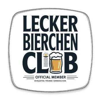 Lecker Bierchen Club Bier Spruch JGA Malle Bier - Viereckiger Kühlschrankmagnet - Weiß - Vorne