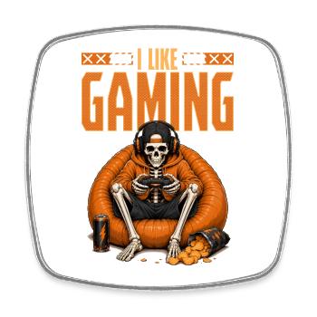 Skeleton Gamer Gaming Halloween - Viereckiger Kühlschrankmagnet - Weiß - Vorne