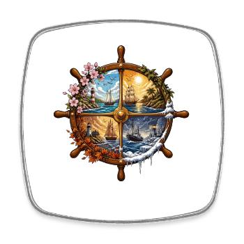Four seasons at the wheel - Square fridge magnet - white - Front