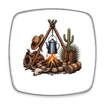Desert Campfire Western Motif - Square fridge magnet - white - Front