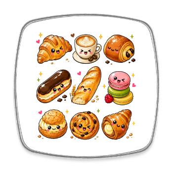 Kawaii Pastry | Café & Bakery - Square fridge magnet - white - Front