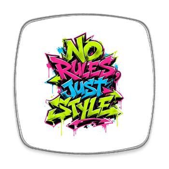 No Rules Just Style - Square fridge magnet - white - Front