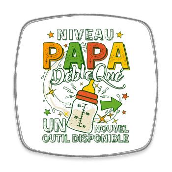 Niveau Papa Débloqué Futur Père - Magnet carré - blanc - Devant