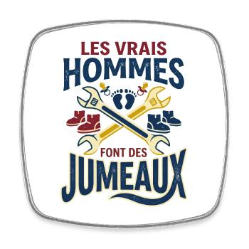 Vrais Hommes Font Des Jumeaux Papa Mécanicien - Magnet carré - blanc - Devant