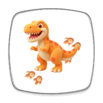 Niedlicher Dino mit Fußspuren | Freundliches Dinos - Viereckiger Kühlschrankmagnet - Weiß - Vorne