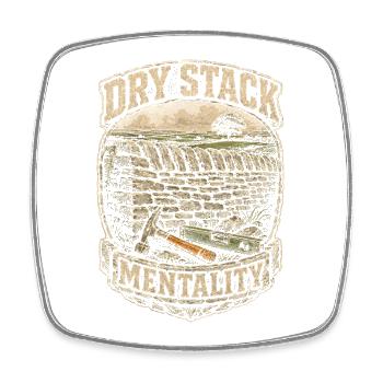 Steinmetz Steinmetzhandwerk Dry Stack Mentality - Viereckiger Kühlschrankmagnet - Weiß - Vorne
