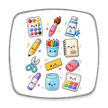 Kawaii Malen | Kunst & Zeichnen - Viereckiger Kühlschrankmagnet - Weiß - Vorne