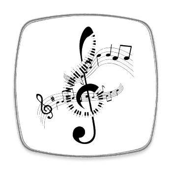 Musiknoten Musik Musiker Notenschlüssel Noten - Viereckiger Kühlschrankmagnet - Weiß - Vorne