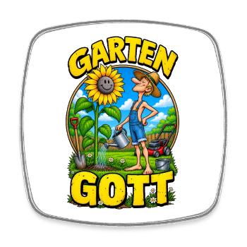 Garten Gott – Funny Gardener Gardening - Viereckiger Kühlschrankmagnet - Weiß - Vorne