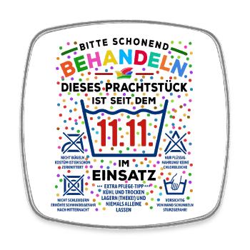11.11. Schonend behandeln | Karneval Konfetti - Viereckiger Kühlschrankmagnet - Weiß - Vorne