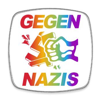 Regenbogenfaust Gegen Nazis - Viereckiger Kühlschrankmagnet - Weiß - Vorne