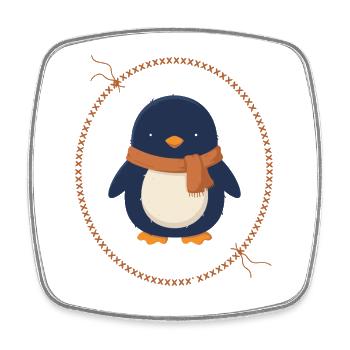 Pinguin Mit Schal Winter Tiermotiv - Viereckiger Kühlschrankmagnet - Weiß - Vorne