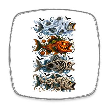Halloween Trout Fish Ghost Pumpkin Skeleton - Viereckiger Kühlschrankmagnet - Weiß - Vorne