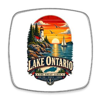 Lake Ontario Funny Vintage - Viereckiger Kühlschrankmagnet - Weiß - Vorne