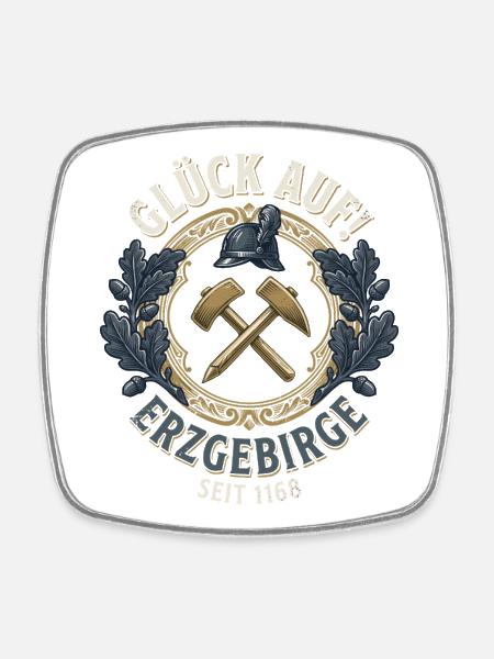 Glück Auf Erzgebirge Bergbau Bergmann Vintage - Viereckiger Kühlschrankmagnet - Weiß