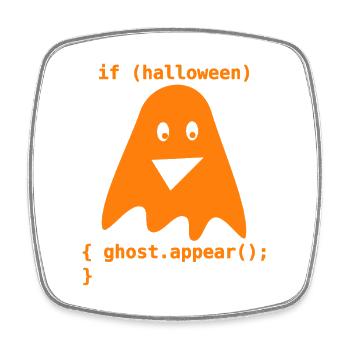 Orange Halloween Ghost Code – lustiger Programmierer-Gif - Viereckiger Kühlschrankmagnet - Weiß - Vorne