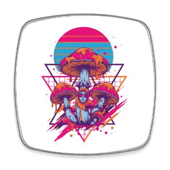 Psychedelische Festival-Hippie-Pilz-Batik-Pilze - Viereckiger Kühlschrankmagnet - Weiß - Vorne